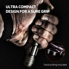 Brinyte PT28 1600 Lumens Black Small Tactical Flashlight EDC Light with Holster & Tactical Ring