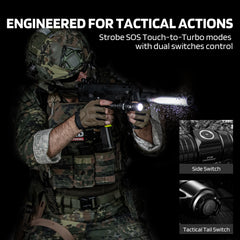 Brinyte PT28 1600 Lumens Tan Small Tactical Flashlight EDC Light with Holster & Tactical Ring