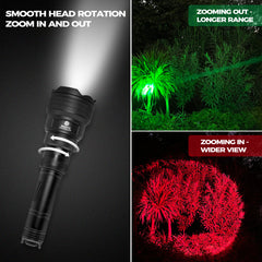 Brinyte T18 650 Lumens Hunting Light Kit With 3 LED White/Red/Green & Wireless Remote Switch