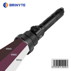 Brinyte T28-IR 650 Lumens 3-Color-In-1 Infrared & White Zoomable Rechargeable with Remote Pressure Switch