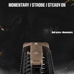 Brinyte XP22 Tan 1300+Lumens Rail Mounted Rechargeable Light with Momentary Light up/Strobe