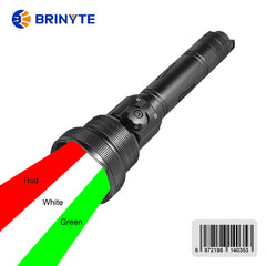 Brinyte T28 650 Lumens White/Red/Green Tri-color Zoomable Rechargeable with Remote Pressure switch