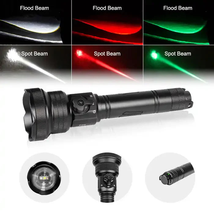 Brinyte T28 650 Lumens White/Red/Green Tri-color Zoomable Rechargeable with Remote Pressure switch